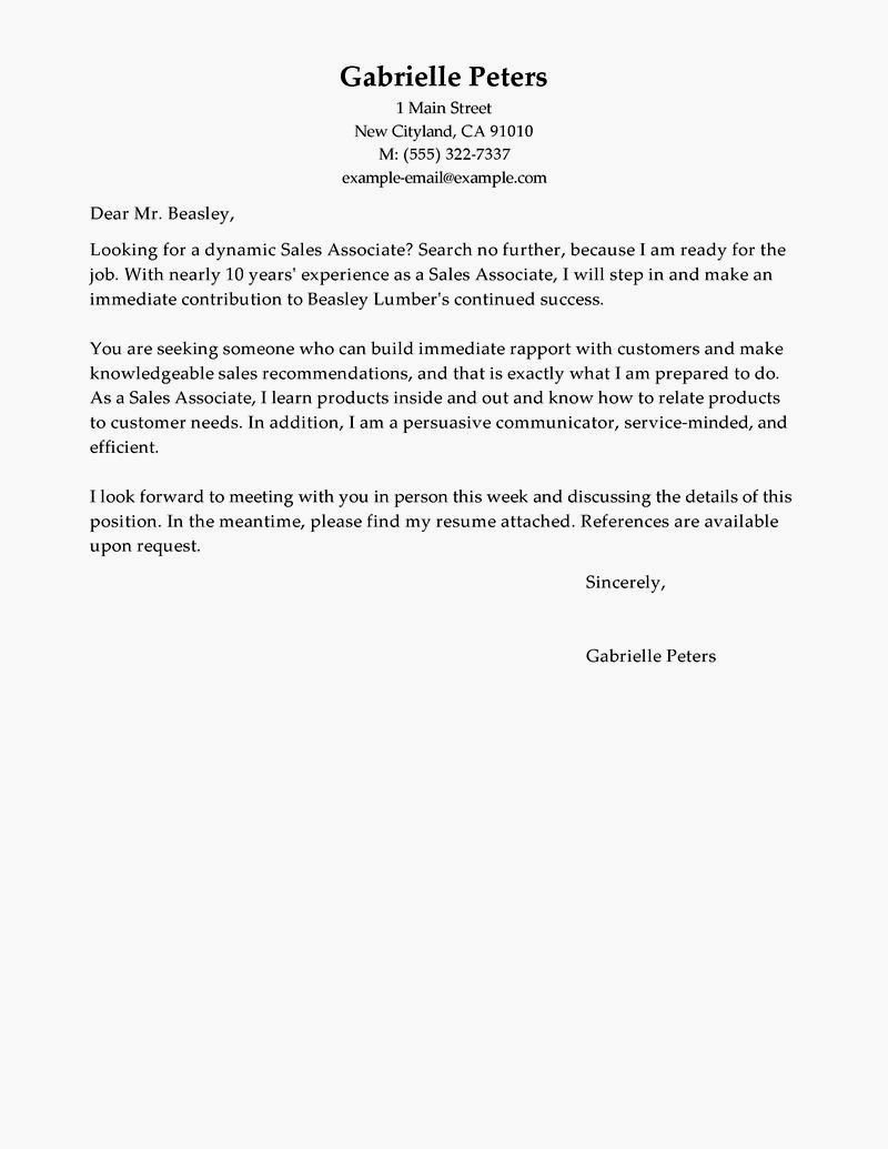 Cover Letter Retail associate Resume Template
