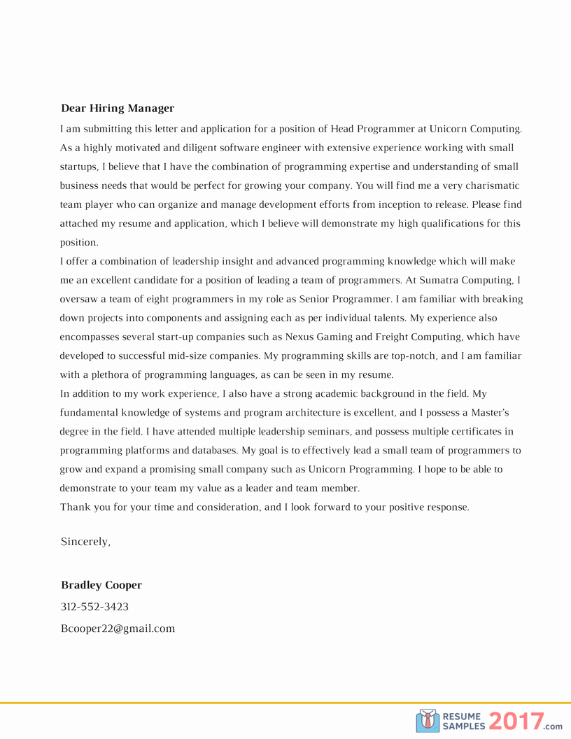 cover letter sample 2017