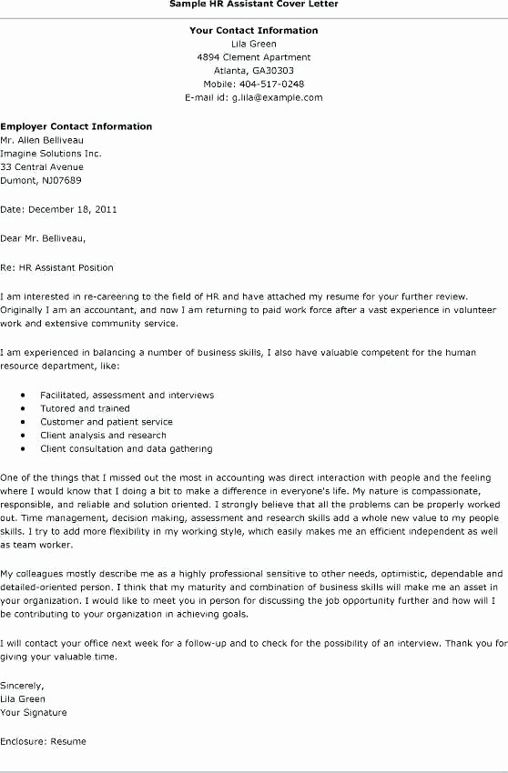 Cover Letter Sample Human Resources assistant