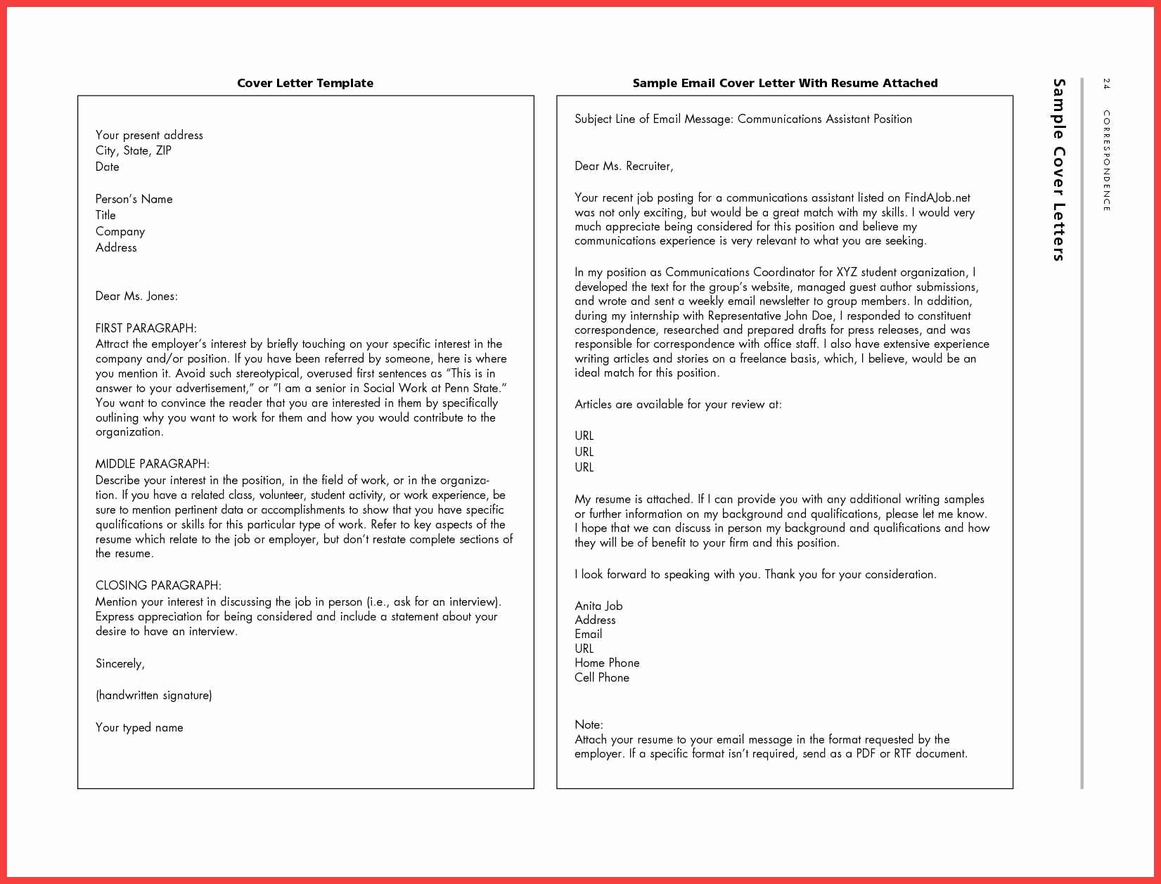 Cover Letter Template Email