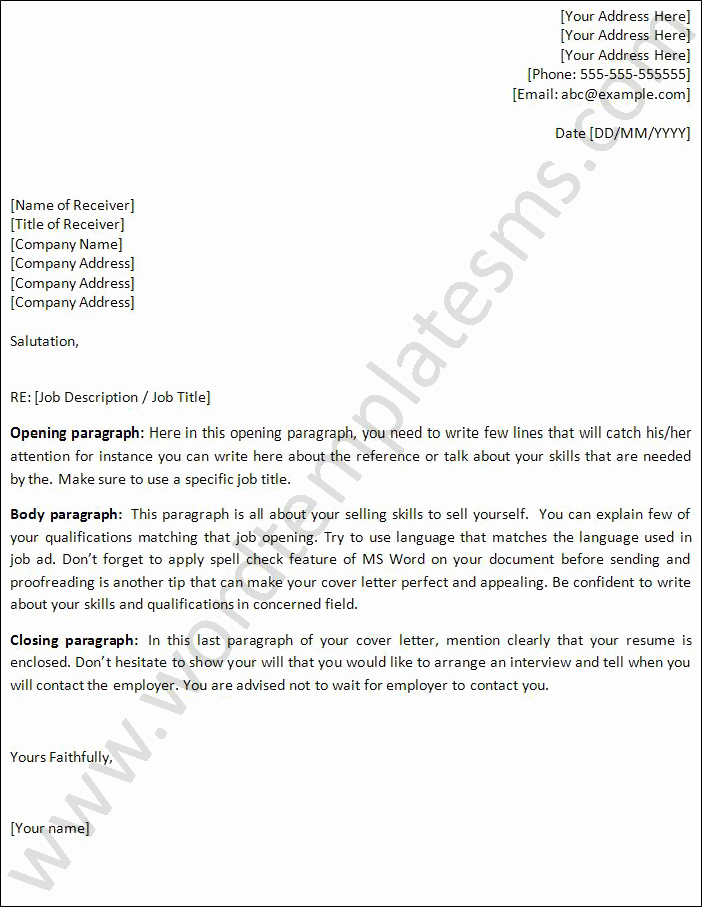 Cover Letter Template Word