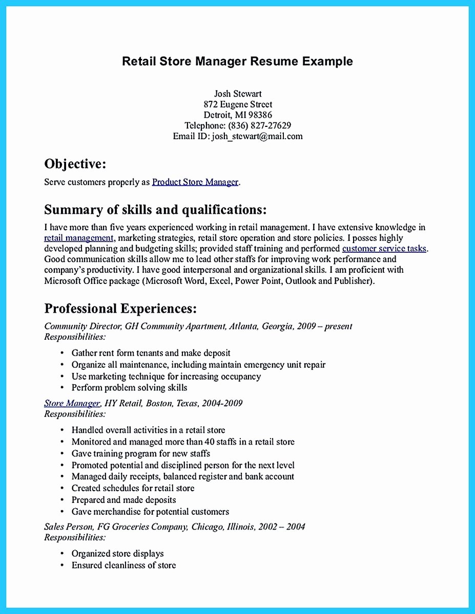 Crafting A Great assistant Store Manager Resume