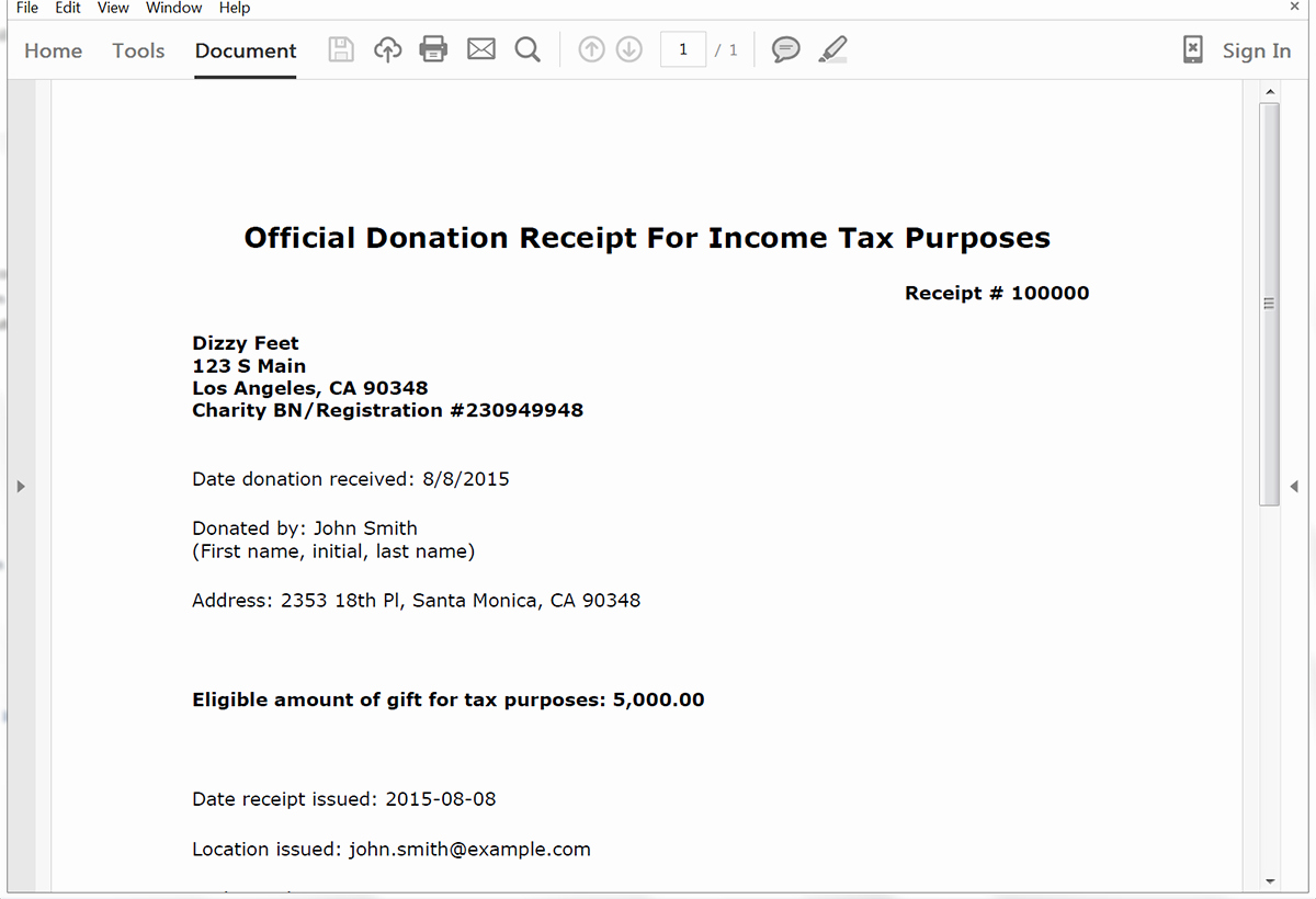 create donation tax receipts from salesforce