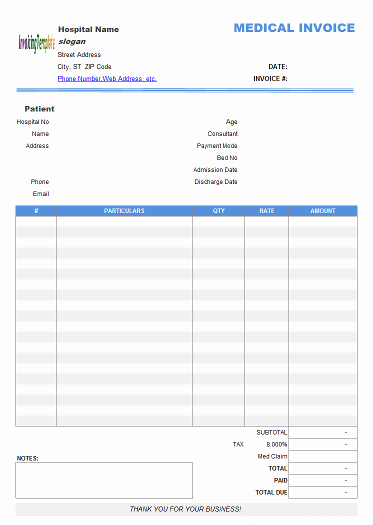 Create Medical Invoice Template Free Records Receipt