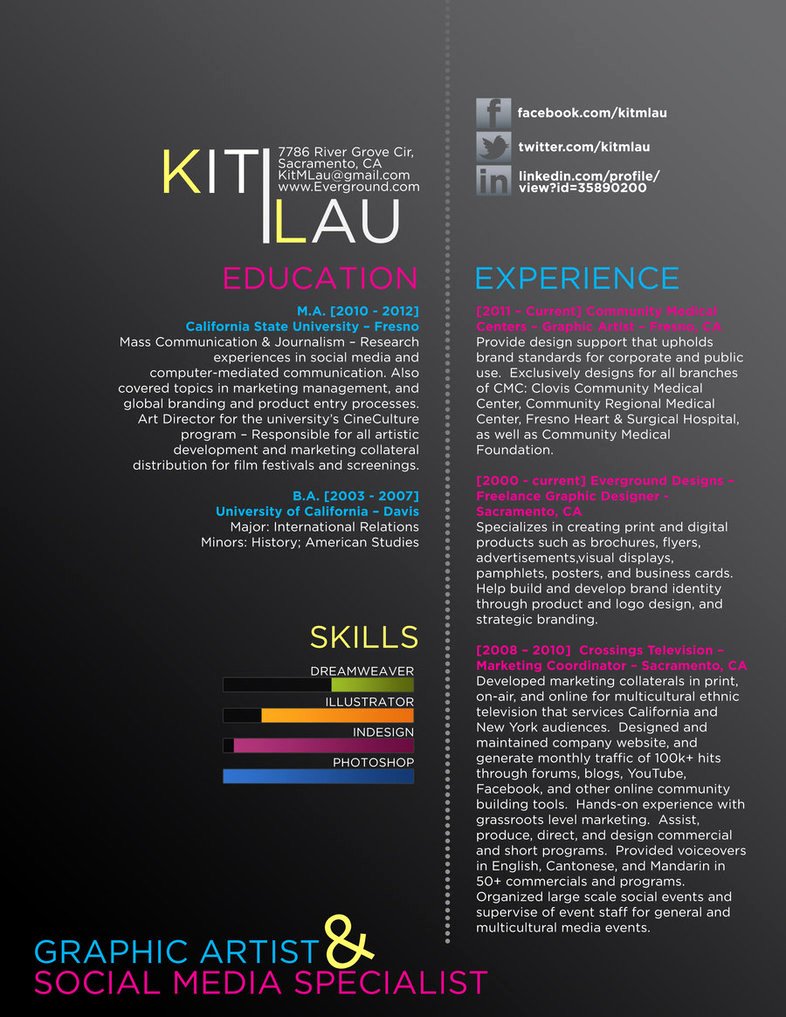 creative graphic resume CV