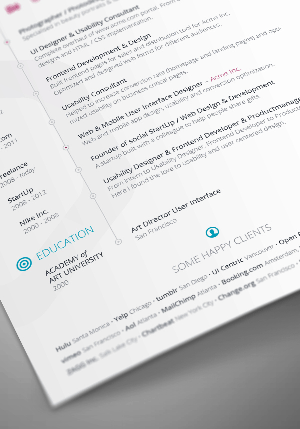 Creative Professional Multipage Resume Template Example