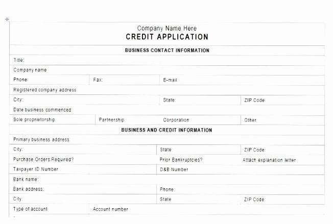 Credit Application forms 9 Documents Free Download In
