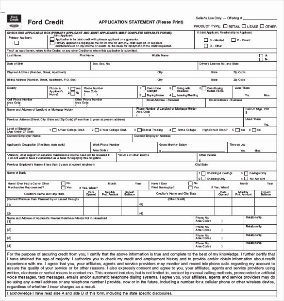 Credit Application Template 32 Examples In Pdf Word