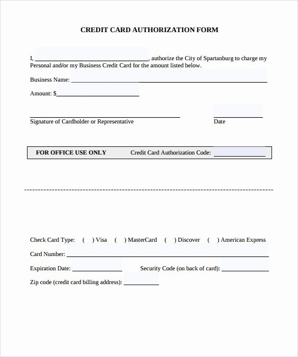 Credit Card Authorization form 9 Download Free