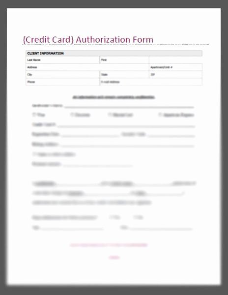 Credit Card Authorization form Template