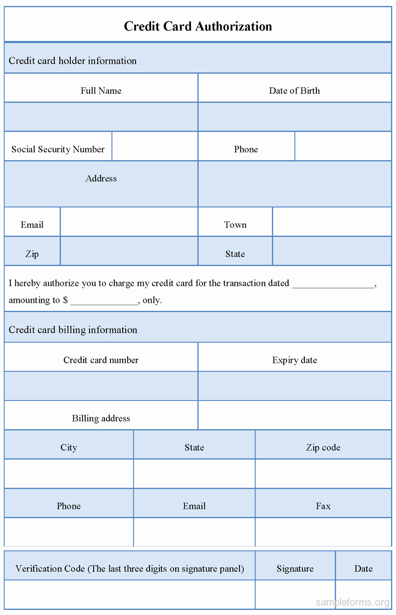 Credit Card Authorization form Template Sample forms