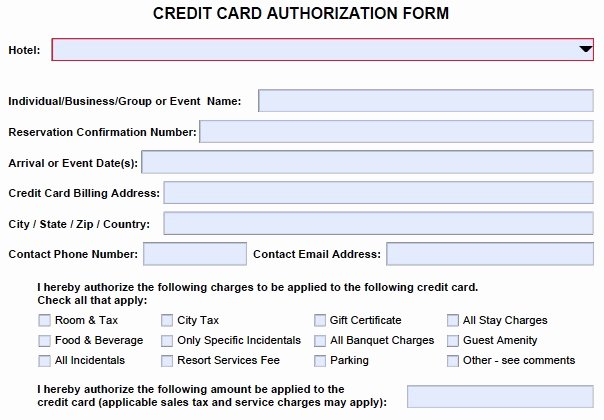 Credit Card Authorization form