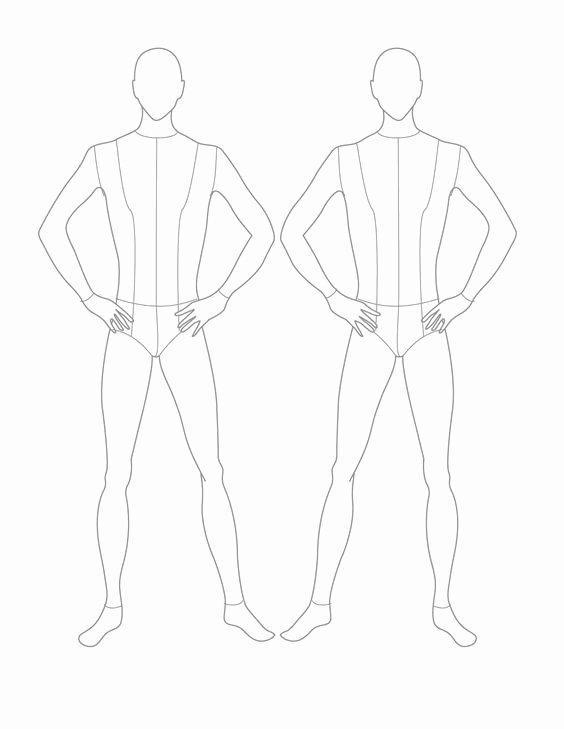 croqui fashion model templates of costume design template male 1
