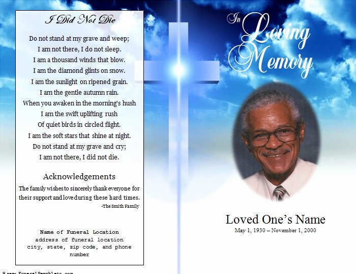 Cross Single Fold Funeral Program Funeral Pamphlets