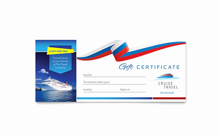 Cruise Travel Gift Certificate Template Design