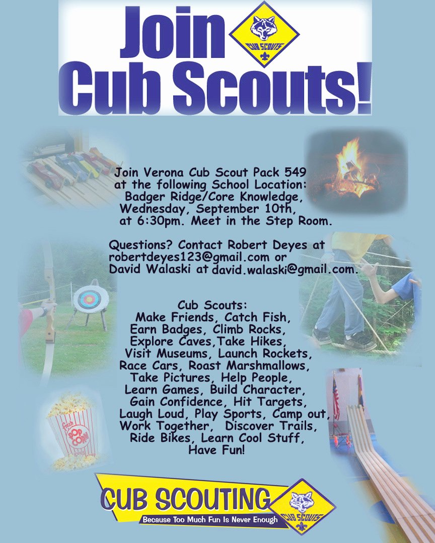 Cub Scout Pack 549 Verona Wi September 2015