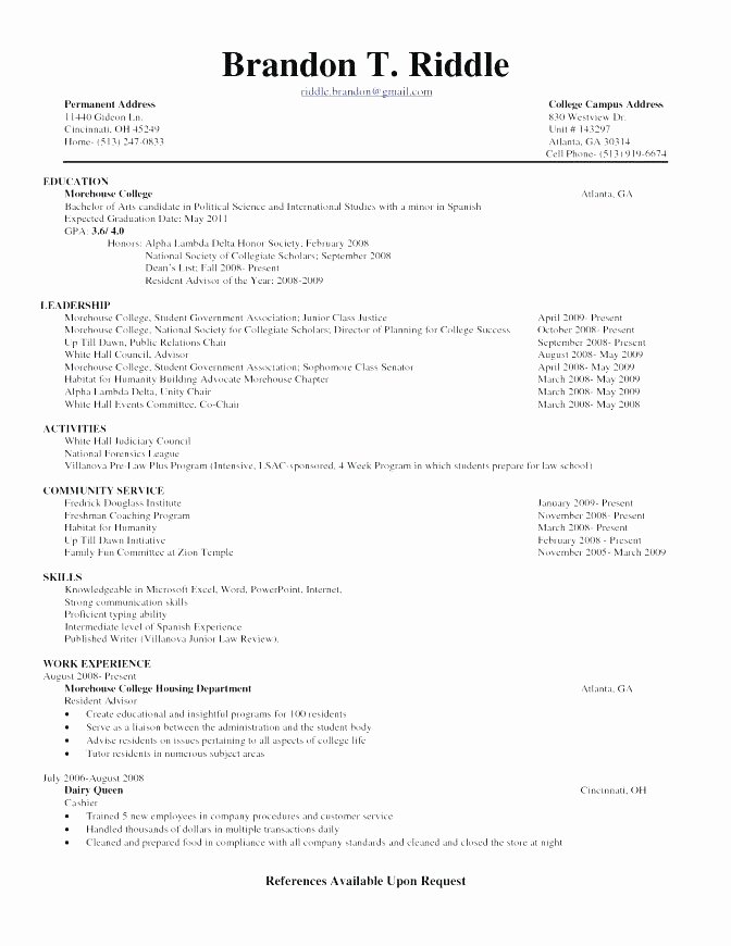 Curriculum Vitae Examples for College Students