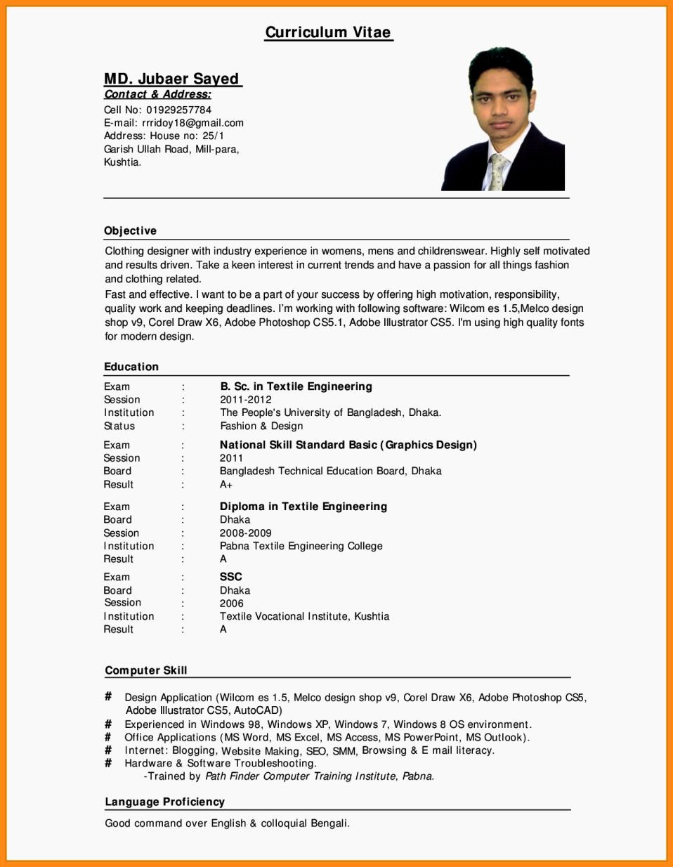 Curriculum Vitae Sample for Fresh Graduate Teachers