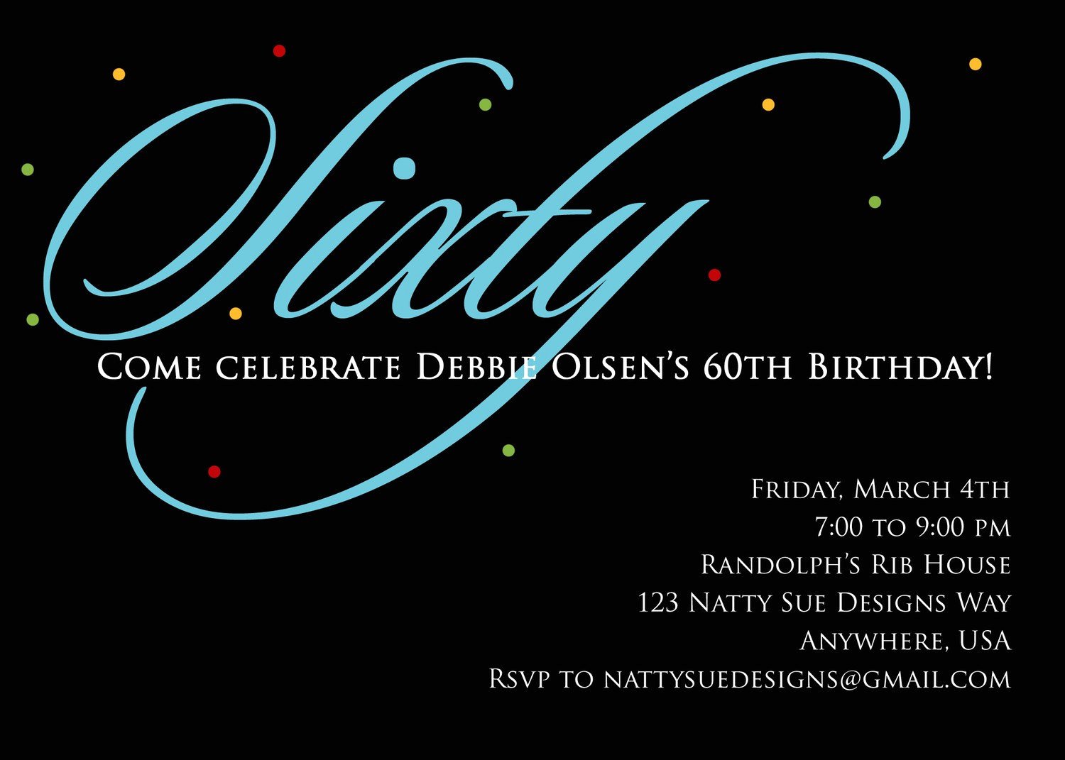 Custom 60th Birthday Invitation by Nattysuedesigns1 On Etsy