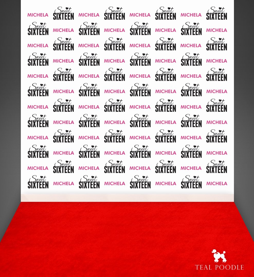 Custom Sweet 16 Party Red Carpet Backdrop Step and Repeat