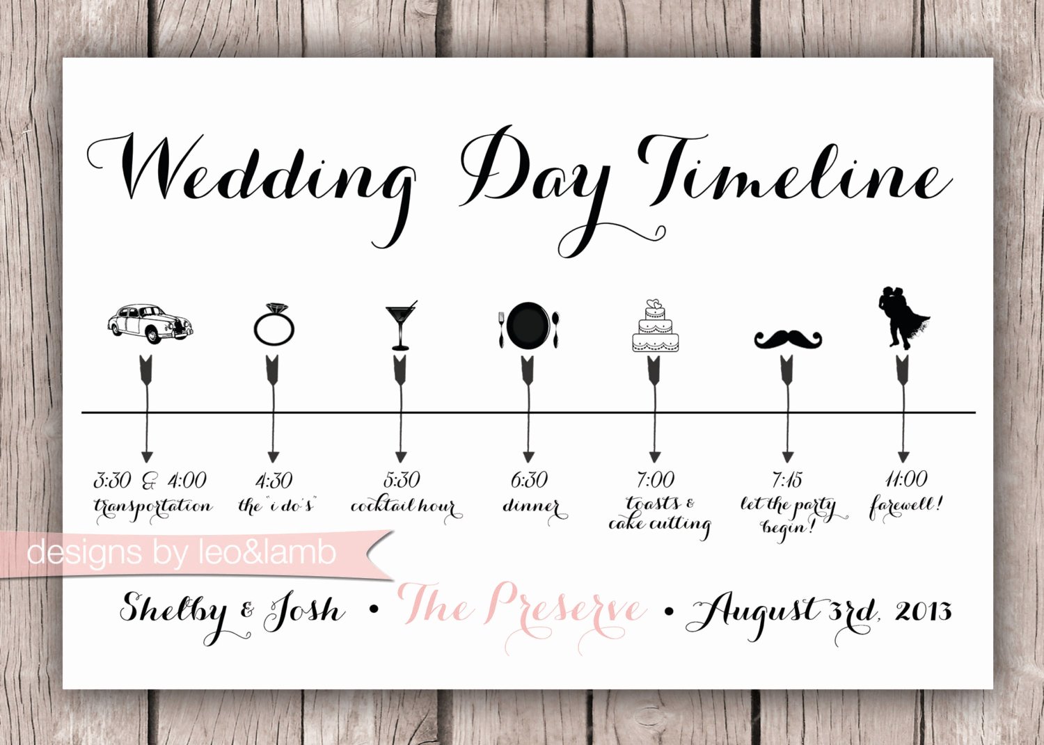 Custom Wedding Timeline 5x7 Digital File