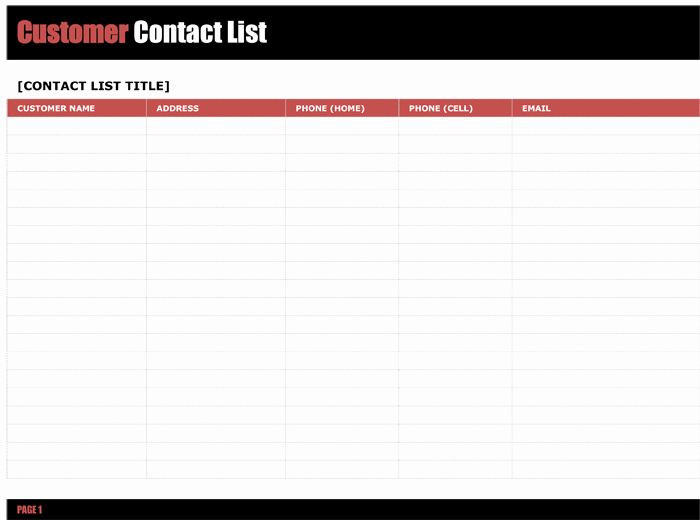 Customer Contact List Template 5 Best Contact Lists