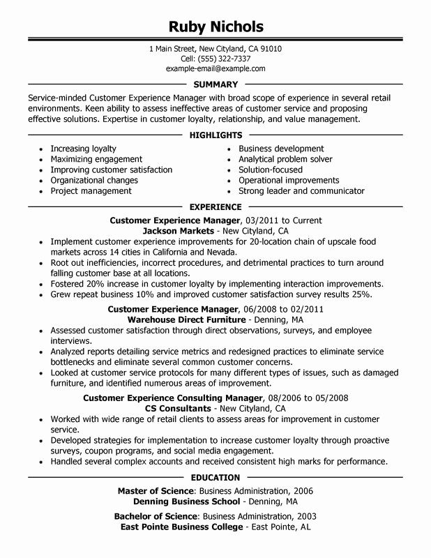 Customer Experience Manager Resume Examples – Free to Try