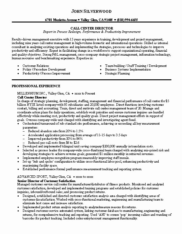 Customer Service Call Center Resume Sample