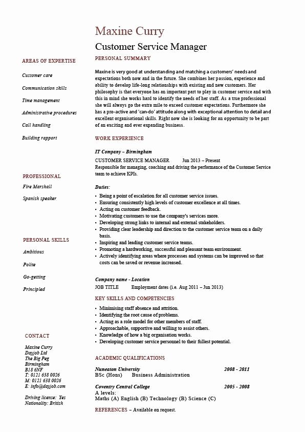 Customer Service Job Description Resume