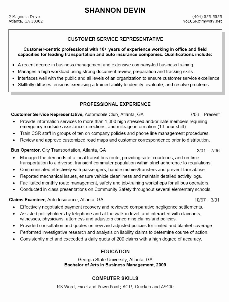 Customer Service Representative Job Description Resume