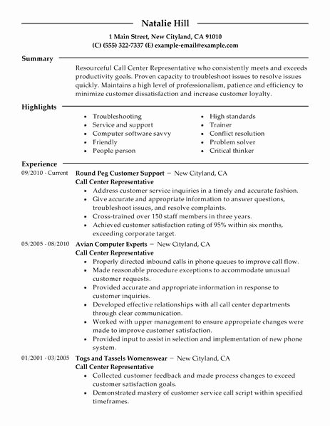 Customer Service Representative Job Description Resume