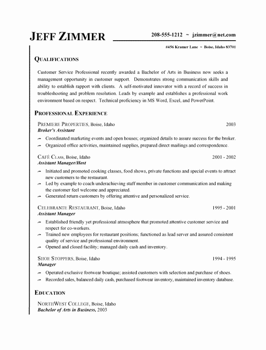 Customer Service Resume Example Business assistant &amp; Host