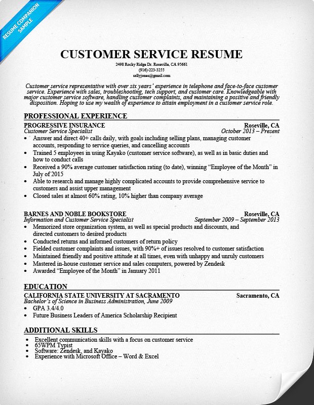 Customer Service Resume Sample Resume Panion