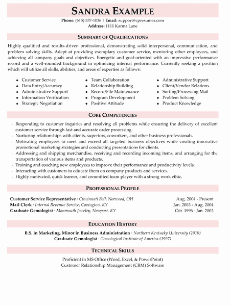 Customer Service Resume Sample Stonewall Services