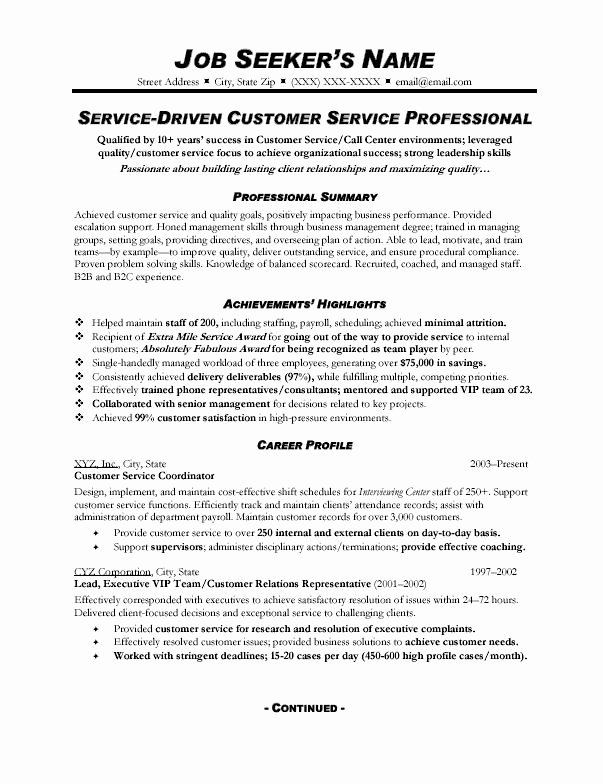Customer Service Resume Sample