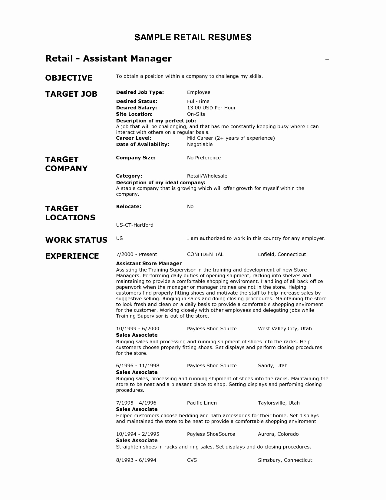 Customer Service Retail Job Description for Resume