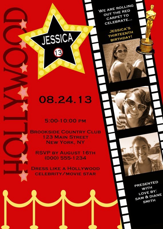 Customized Hollywood Red Carpet Invitations