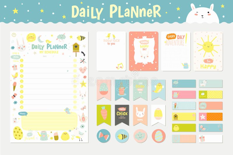 Cute Calendar Daily Planner Stock Vector Illustration Of