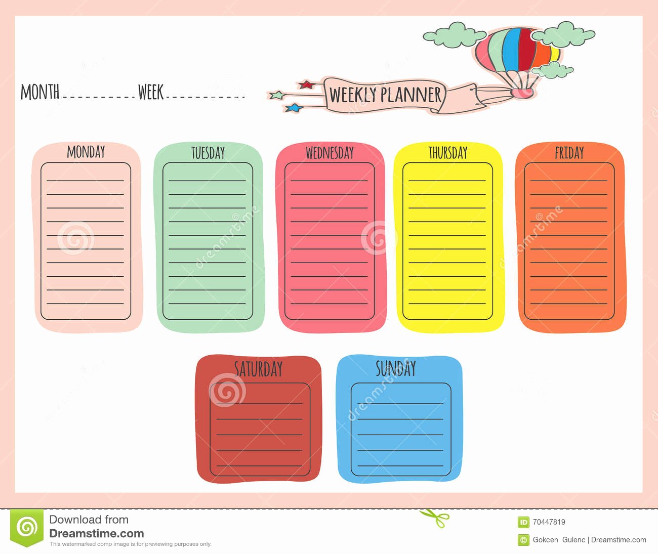 Cute Weekly Planner Stock Vector Illustration Of Planner