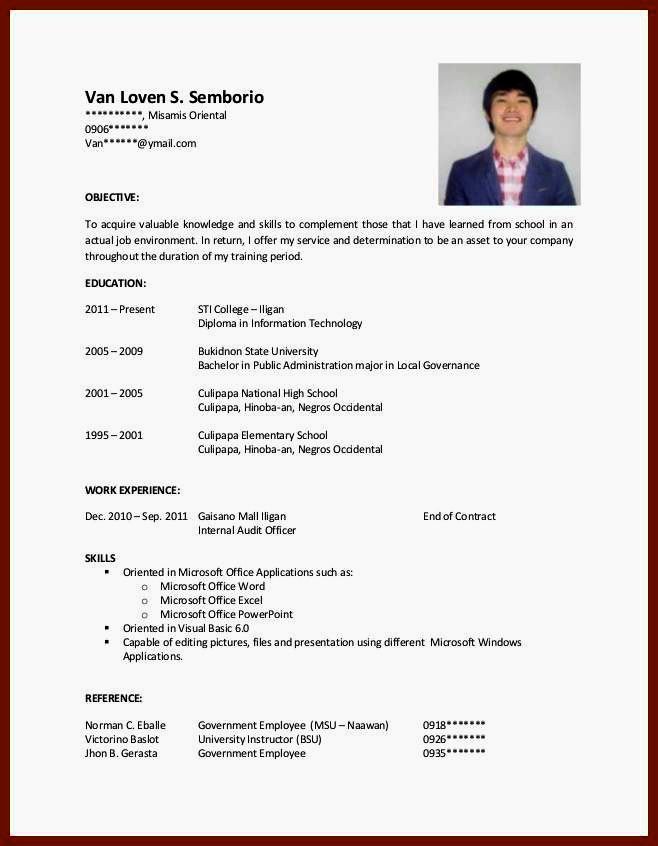 Cv Samples for Students with No Experience Pdf