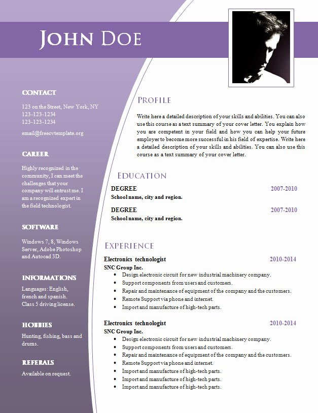 Cv Templates for Word Doc 632 – 638 – Free Cv Template