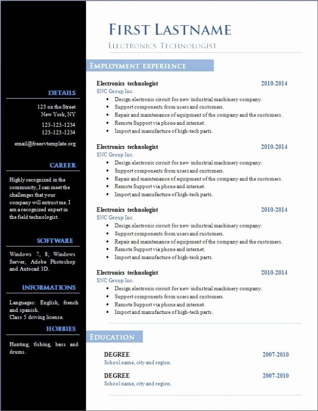 Cv Templates Free Download Word Document