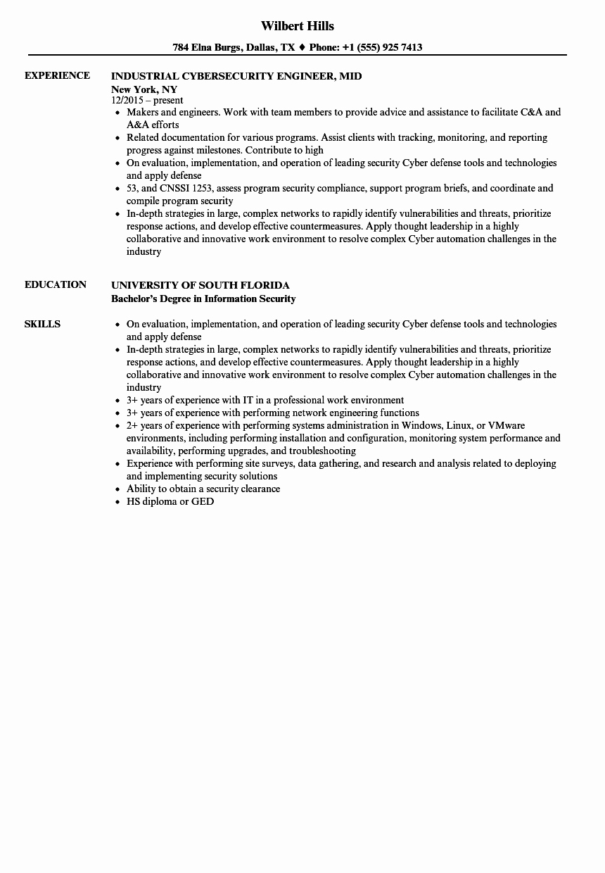 Cyber Security Resume Examples