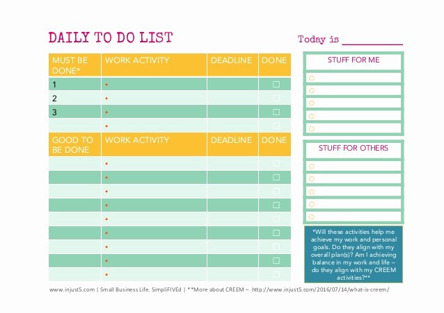 Daily and and Weekly to Do List Templates for Small Business