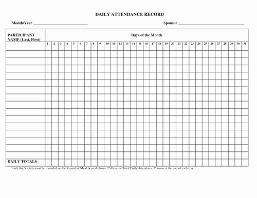Daily attendance Sheet for Excel