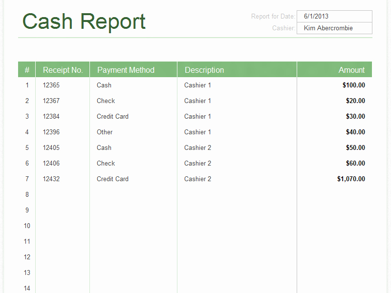 Daily Cash Flow Template