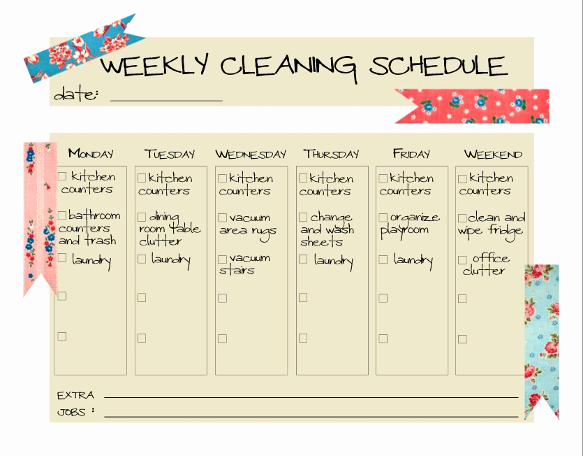 Daily Cleaning Schedule Template