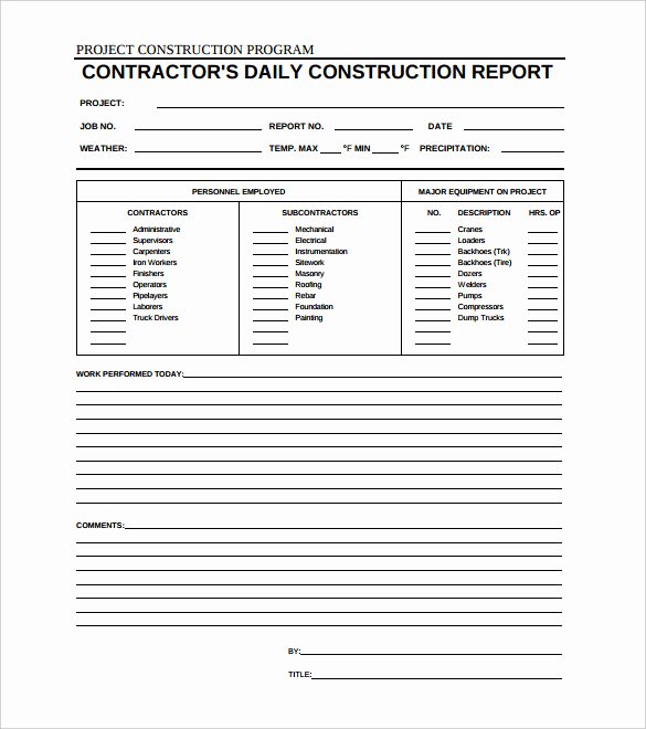 Daily Construction Report Template – 25 Free Word Pdf