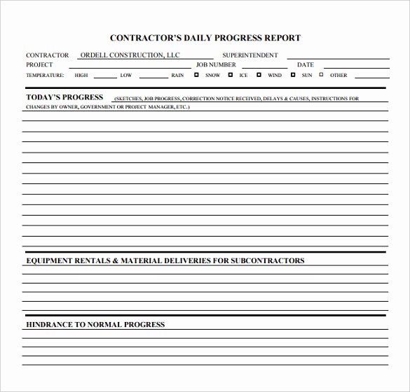 Daily Construction Report Template Documents Install