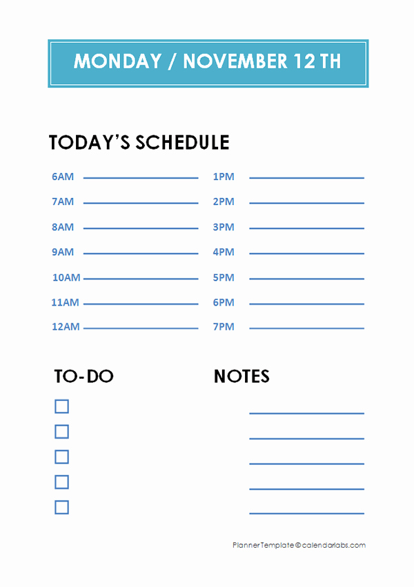 Daily Hourly Planner Template Free Printable Templates